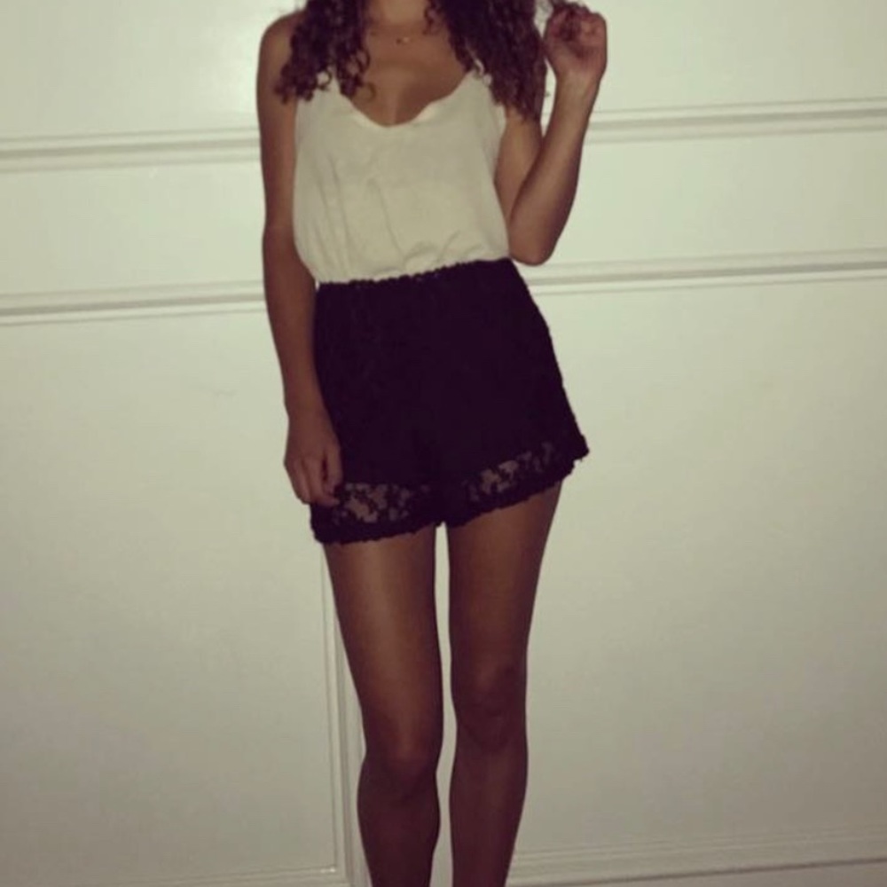 Cream and black sexy romper